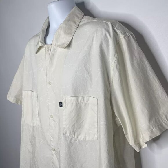 100 Thieves Ivory Cream White Abstract Printed Button Up Shirt - Picture 6 of 8